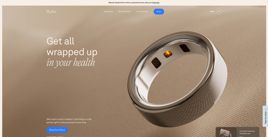 Oura Ring Website | The Webby Awards