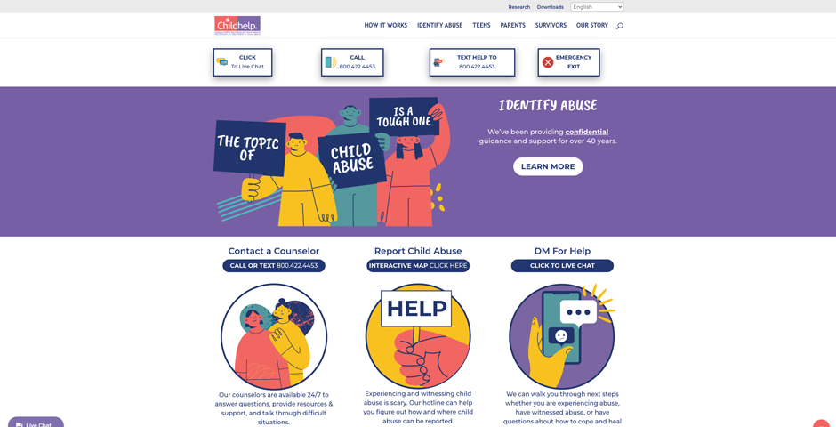 Childhelp Child Abuse Hotline Website | Nominee | 2025 The Webby Awards