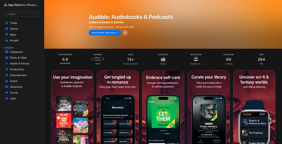 The Audible app | The Webby Awards