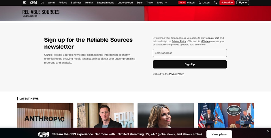Reliable Sources with Brian Stelter | Nominee | 2026 The Webby Awards