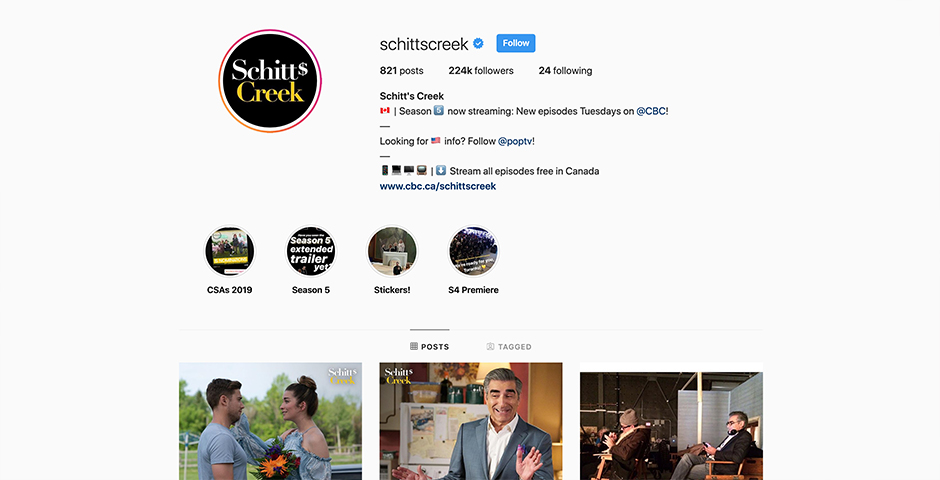 People's Voice / Webby Award Winner - Schitt’s Creek Social Media