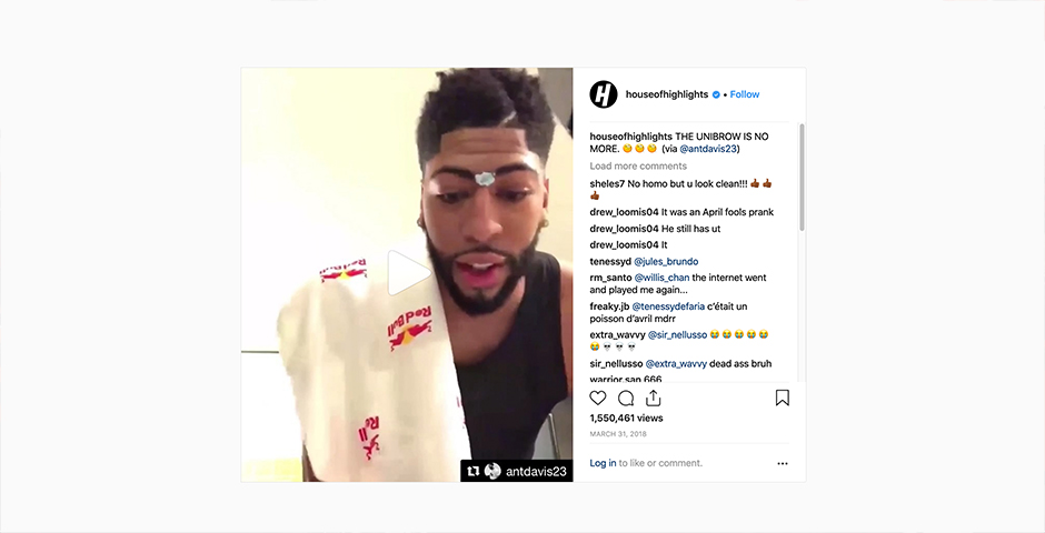 Nominee - April Fool’s Day: Anthony Davis Shaves Uni-Brow