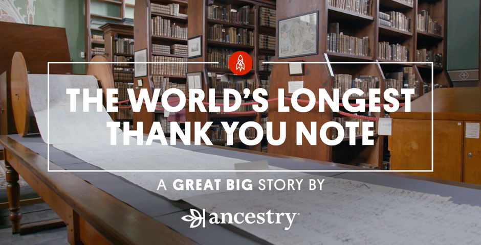 People's Voice - Ancestry x Great Big Story “The World’s Longest Thank You Note”