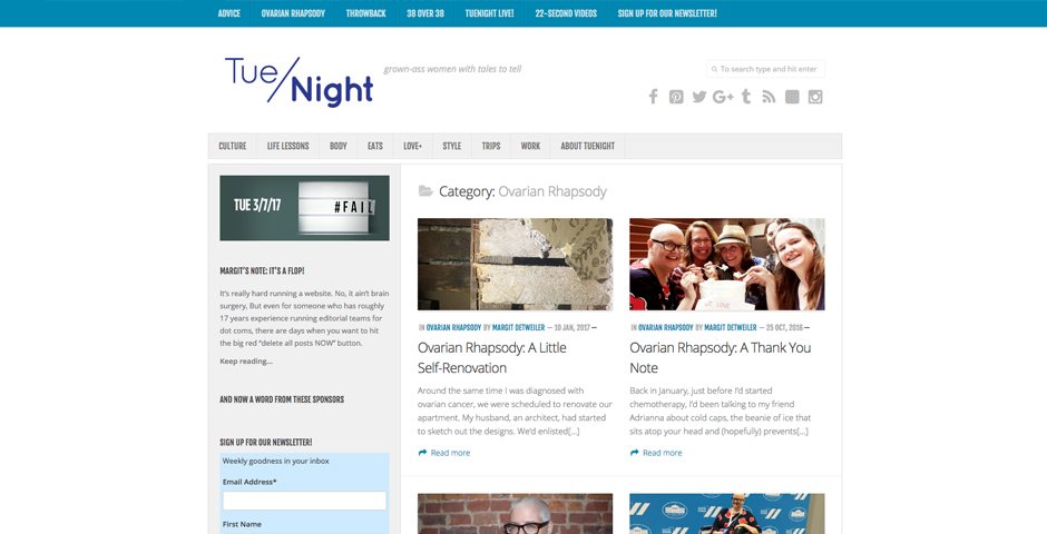 Nominee - “Ovarian Rhapsody” column on TueNight