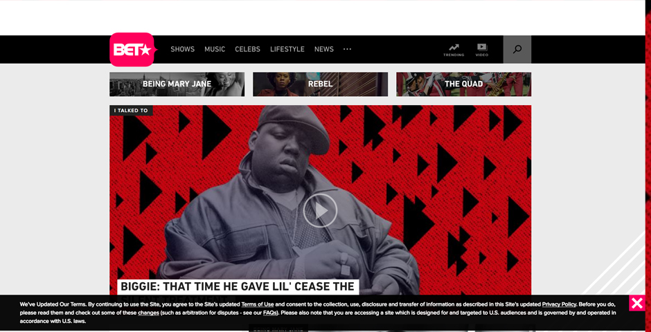 Honoree - BET.com site redesign