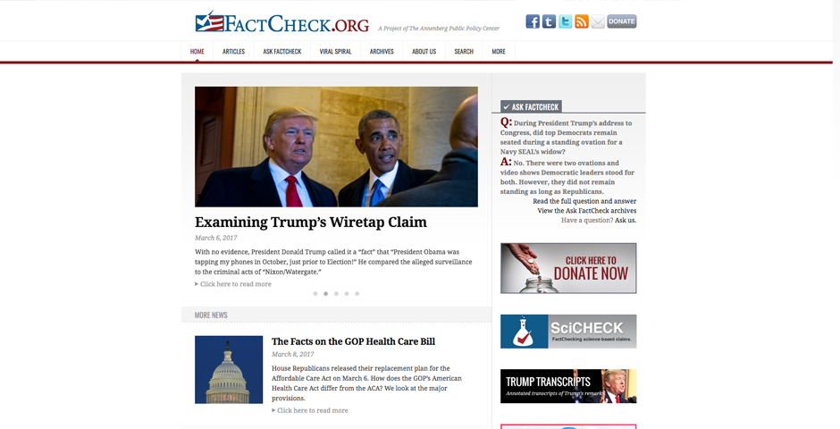 People's Voice / Webby Award Winner - FactCheck.org