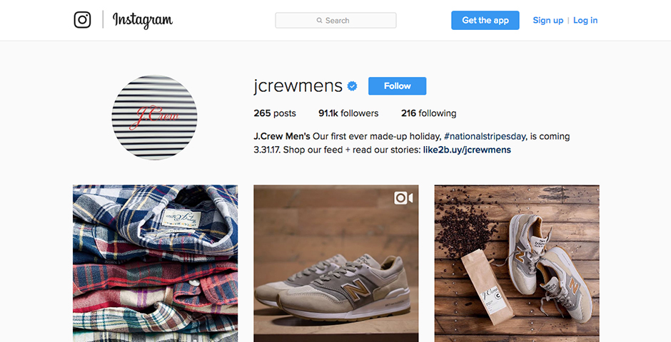 Nominee - J.Crew Men’s Instagram