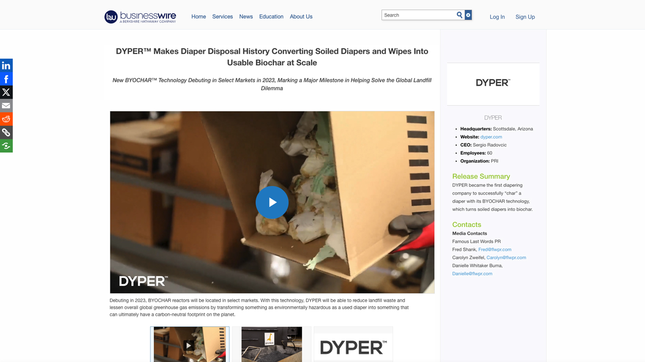 Reducing the environmental toll of conventional diapers with REDYPER by DYPER