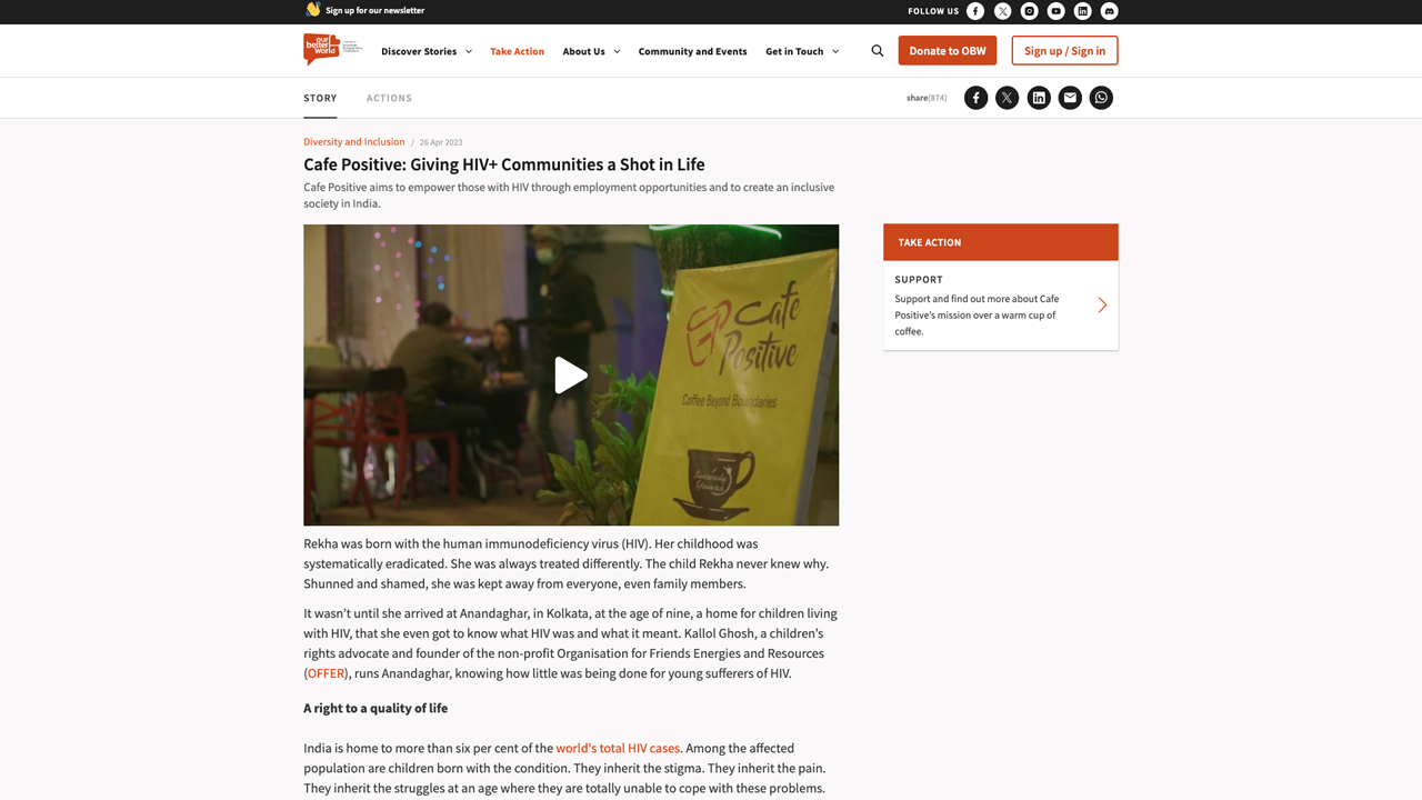 Cafe Positive: Giving HIV+ Communities a Shot in Life by Singapore International Foundation (Our Better World)