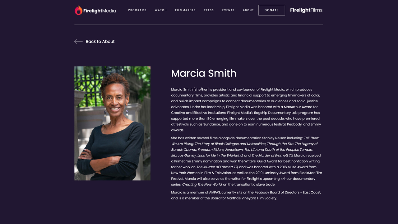 Marcia Smith, President & Co-Founder, Firelight Media by Firelight Media