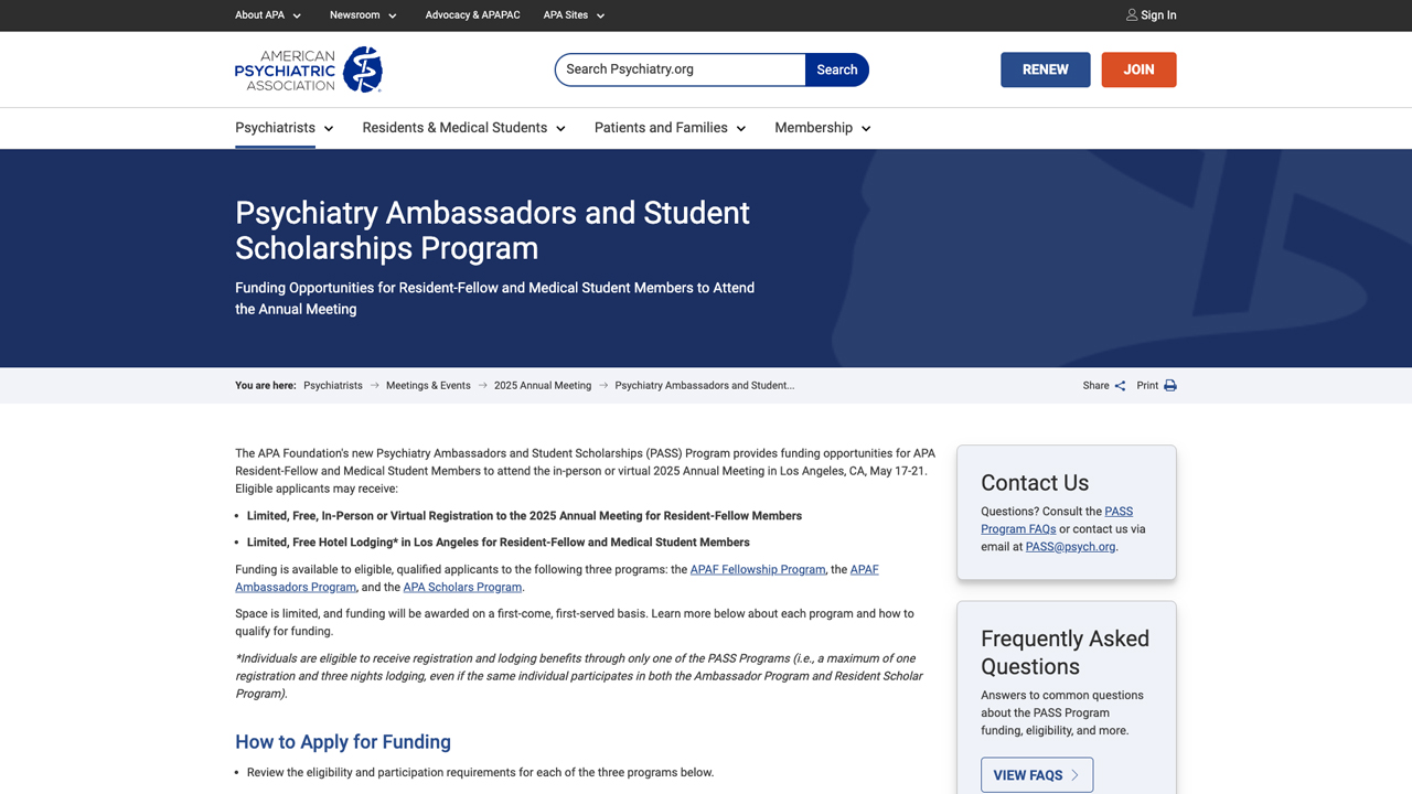The American Psychiatric Association Foundation PASS Program by American Psychiatric Association Foundation
