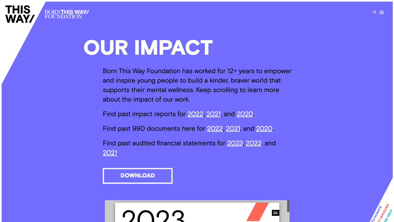 Impact Report by Born This Way Foundation