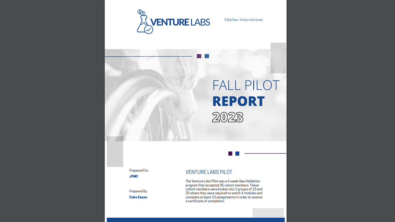 Venture Labs, a Pre-Accelerator Program for Idea-Stage Founders with Disabilities by 2Gether-International in partnership with JPMorganChase