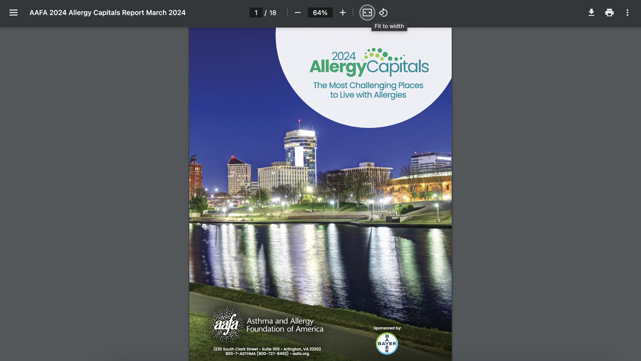 AAFA’s 2024 Allergy Capitals Report: climate change makes living with allergies a challenge by Asthma and Allergy Foundation of America (AAFA)