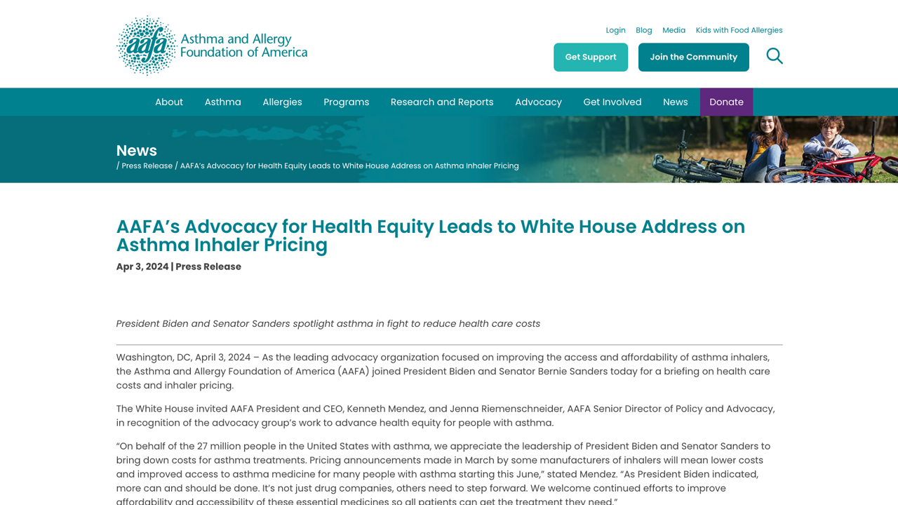 The Asthma and Allergy Foundation of America (AAFA) Claims Win in Fight for Affordable Asthma Inhalers by Asthma and Allergy Foundation of America (AAFA)