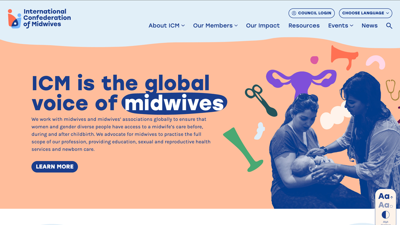 International Confederation of Midwives | A Global Resource Hub for Midwives by Friendly Design Co.