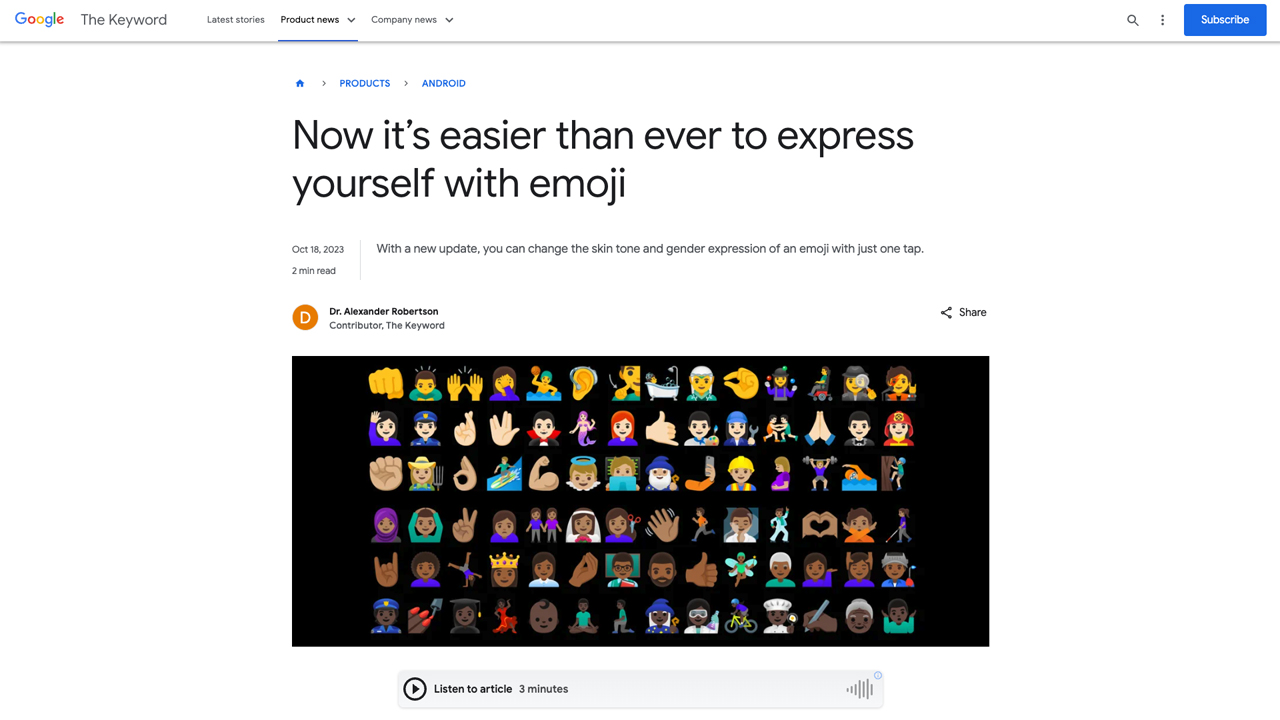 Modifying Every Emoji Skin Tone and Gender Variation With One Tap by Google
