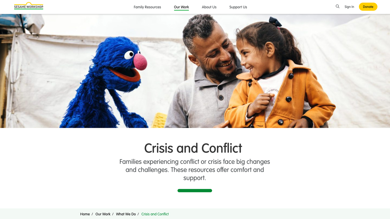 Sesame Workshop Crisis and Conflict Webpage by Sesame Workshop