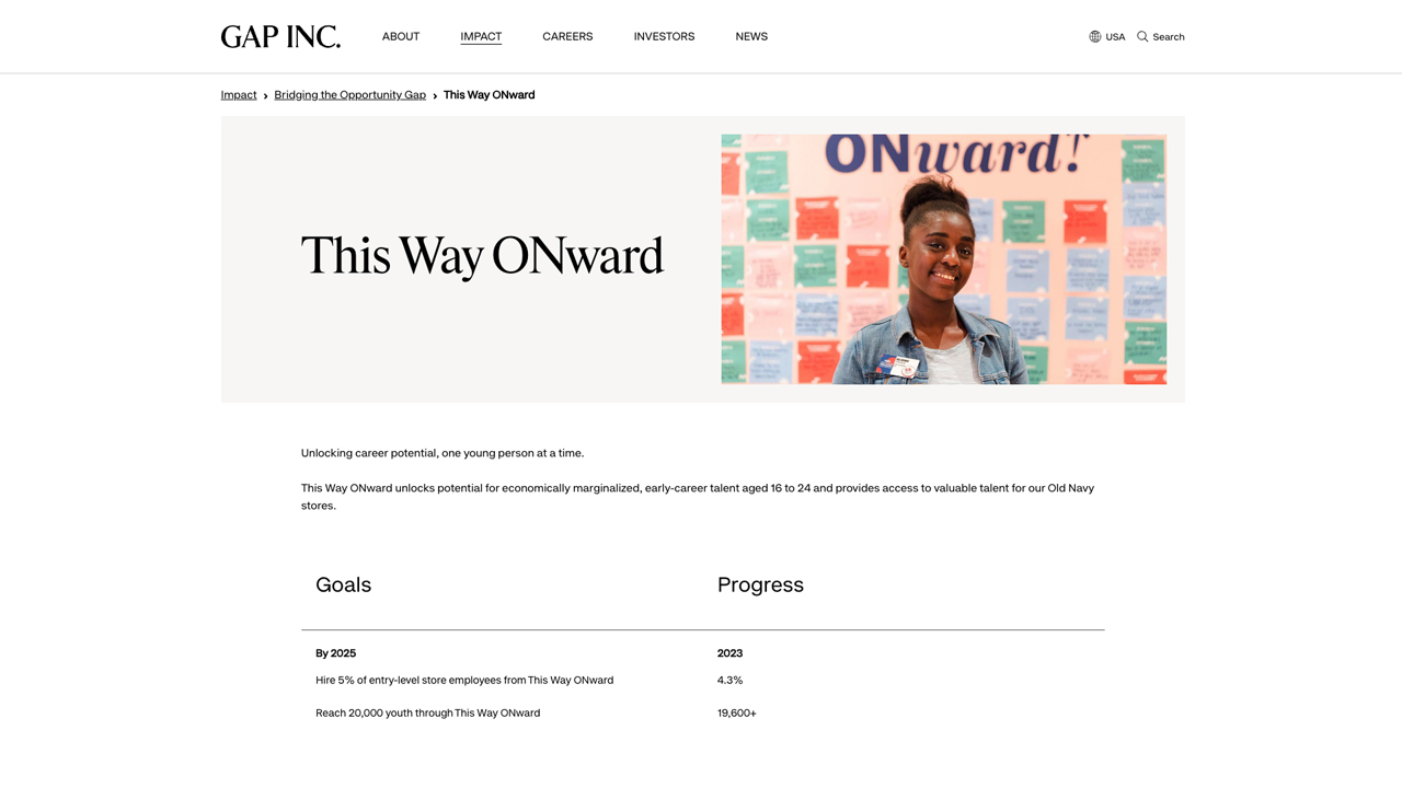 Old Navy’s This Way ONward Program by Old Navy