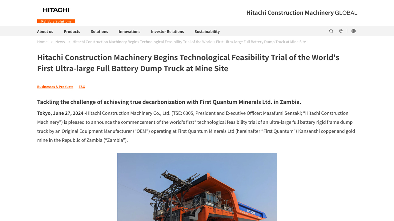 Hitachi Construction Machinery Electric Mining Truck by Hitachi Construction Machinery Americas