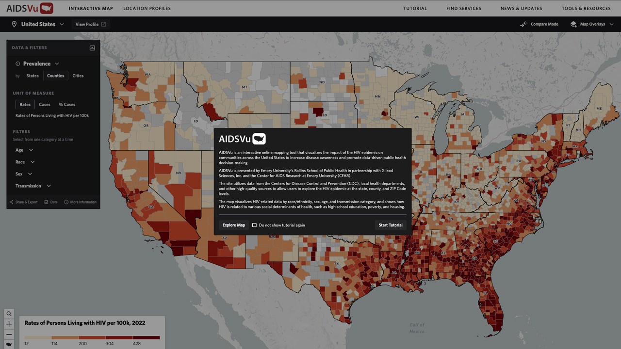 AIDSVu Interactive Map & Location Profiles by Darkhorse Visualization