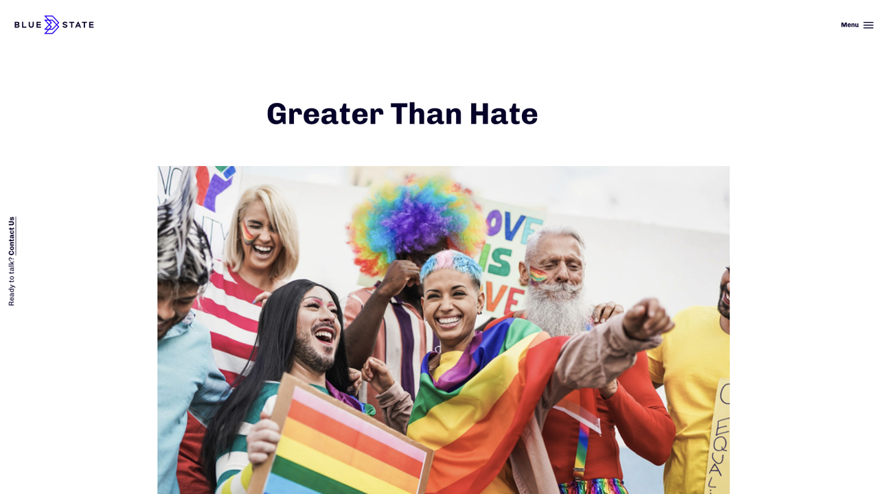 Greater Than Hate by Blue State