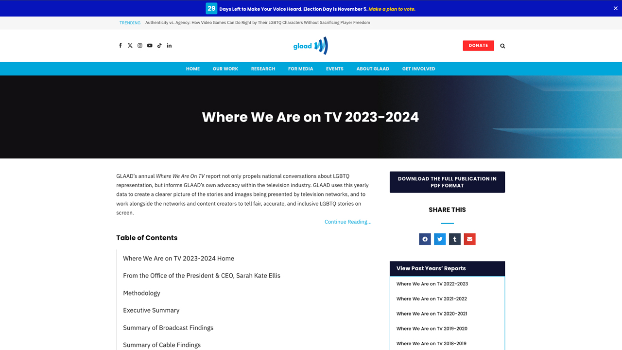 GLAAD Where We Are on TV by GLAAD