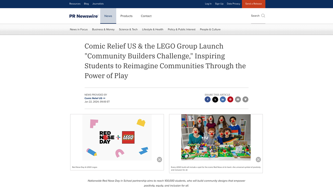The LEGO Group & RND in School Community Builders Challenge by Comic Relief US