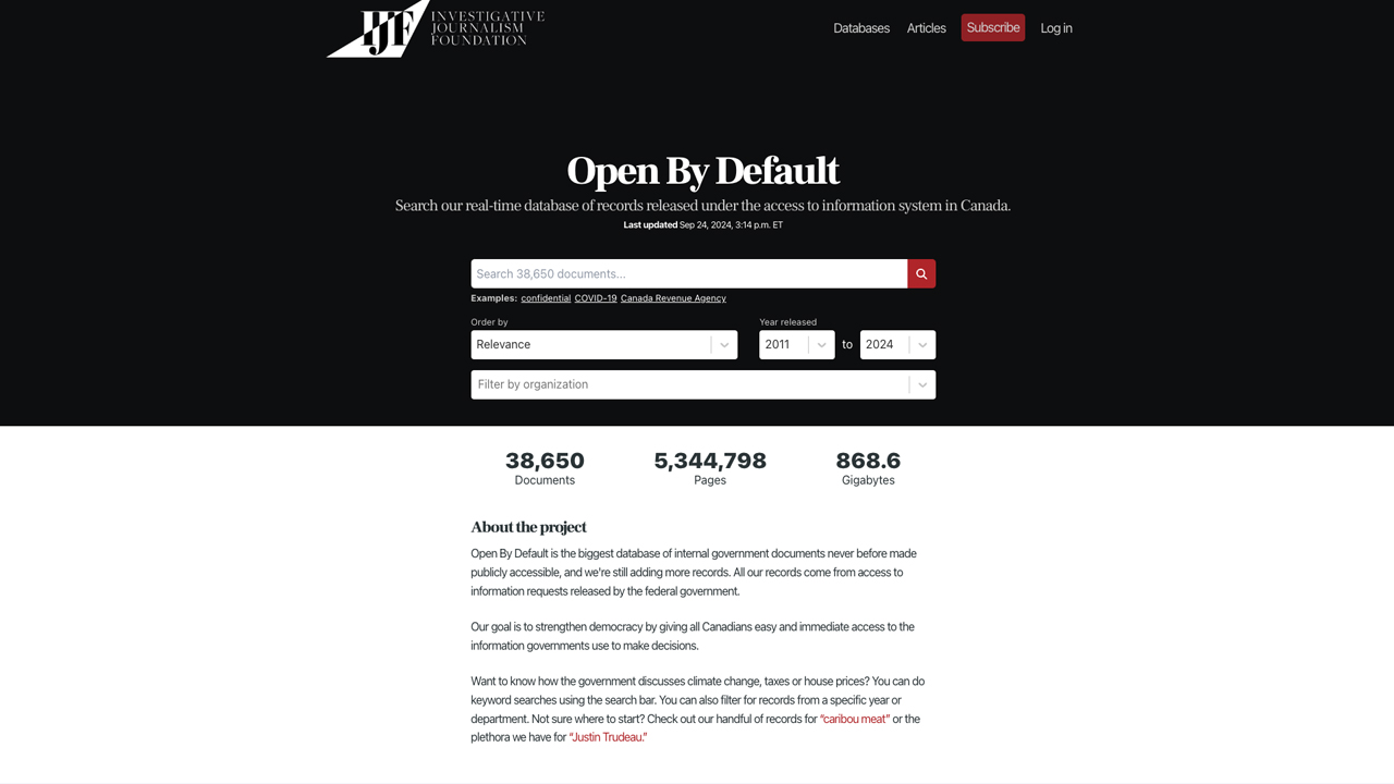 Open by Default: Empowering Canadians and Preserving Records by The Investigative Journalism Foundation