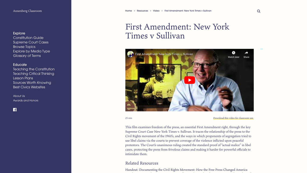 First Amendment: New York Times v Sullivan by The Documentary Group