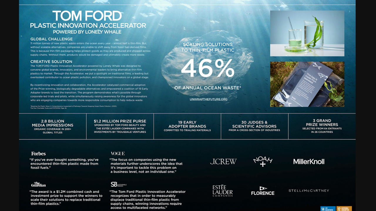 The TOM FORD Plastic Innovation Accelerator by Lonely Whale