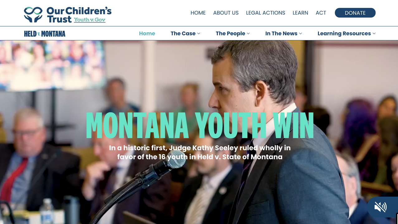 Our Children's Trust Microsites by 8 Point Studio