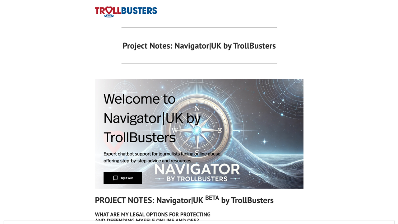 Navigator | UK Our A.I.-Powered Assistant for Journalists Navigating Threats by Media Innovation Collaboratory
