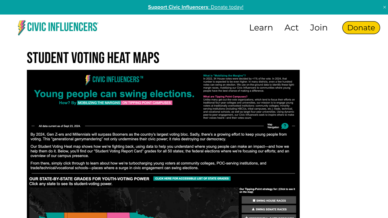 Student Voting Heat Maps: Young People Can Swing Elections by Civic Influencers