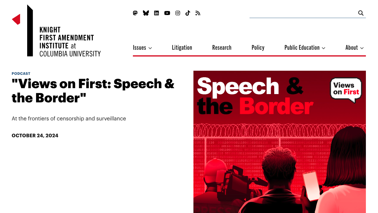 Views on First: Speech & the Border by Knight First Amendment Institute at Columbia University