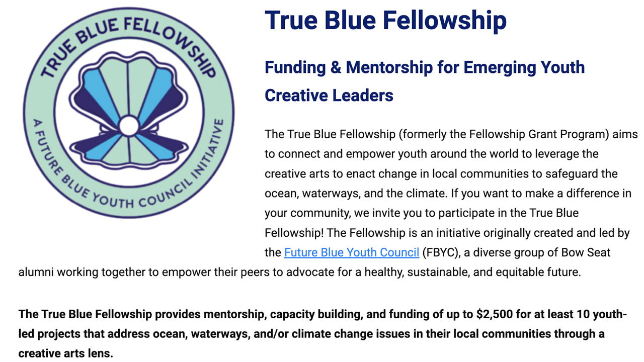 True Blue Fellowship by Bow Seat: Creative Action for Conservation