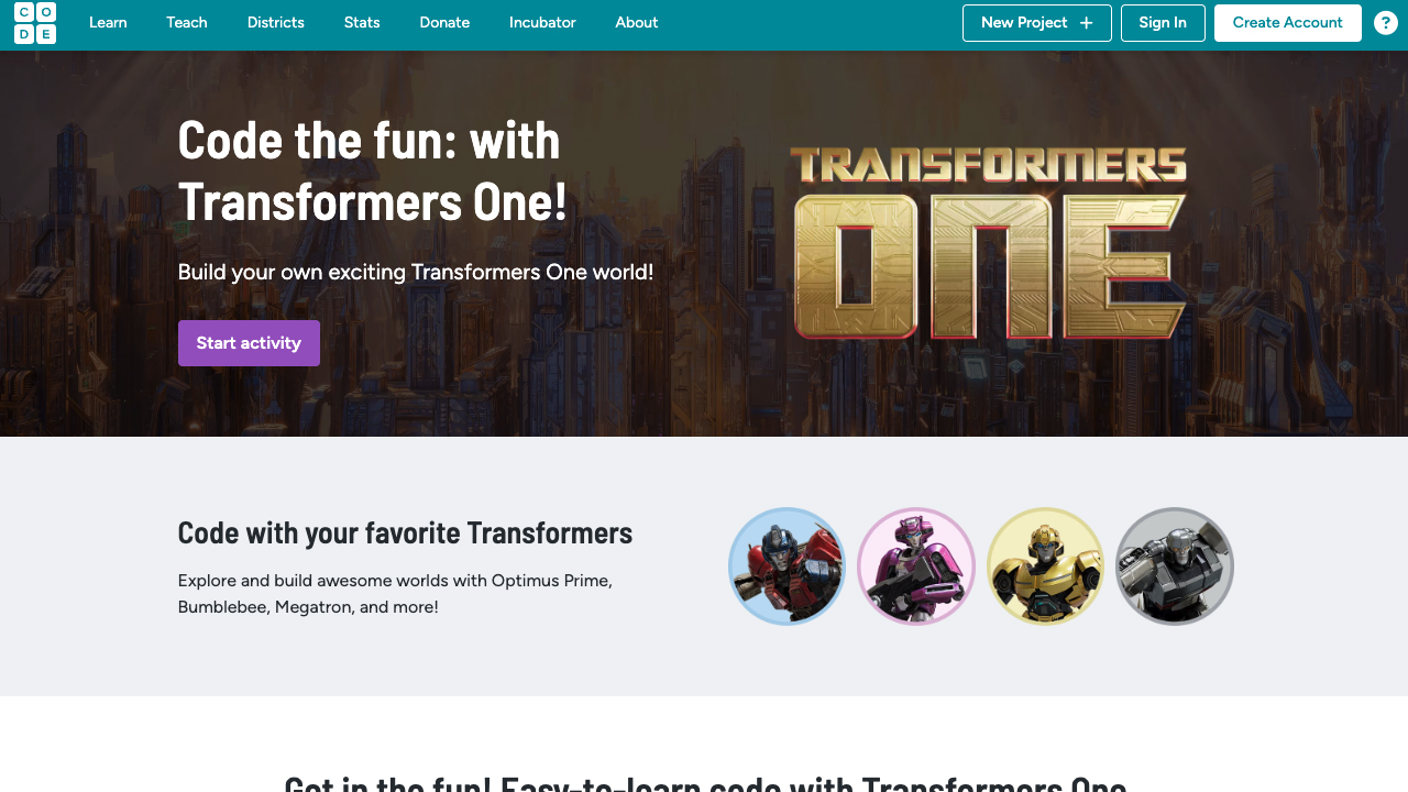 Code the fun: with Transformers One! by Paramount Pictures