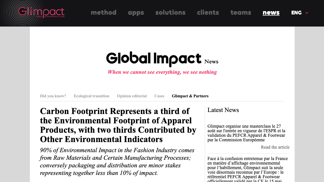 Revealing Fashion’s True Footprint: Glimpact’s Global Impact Score Uncovers Apparel’s Hidden Environmental Costs by Glimpact