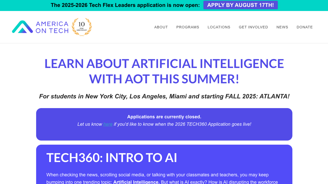TECH360: Responsible AI Education for Underestimated Youth by America On Tech
