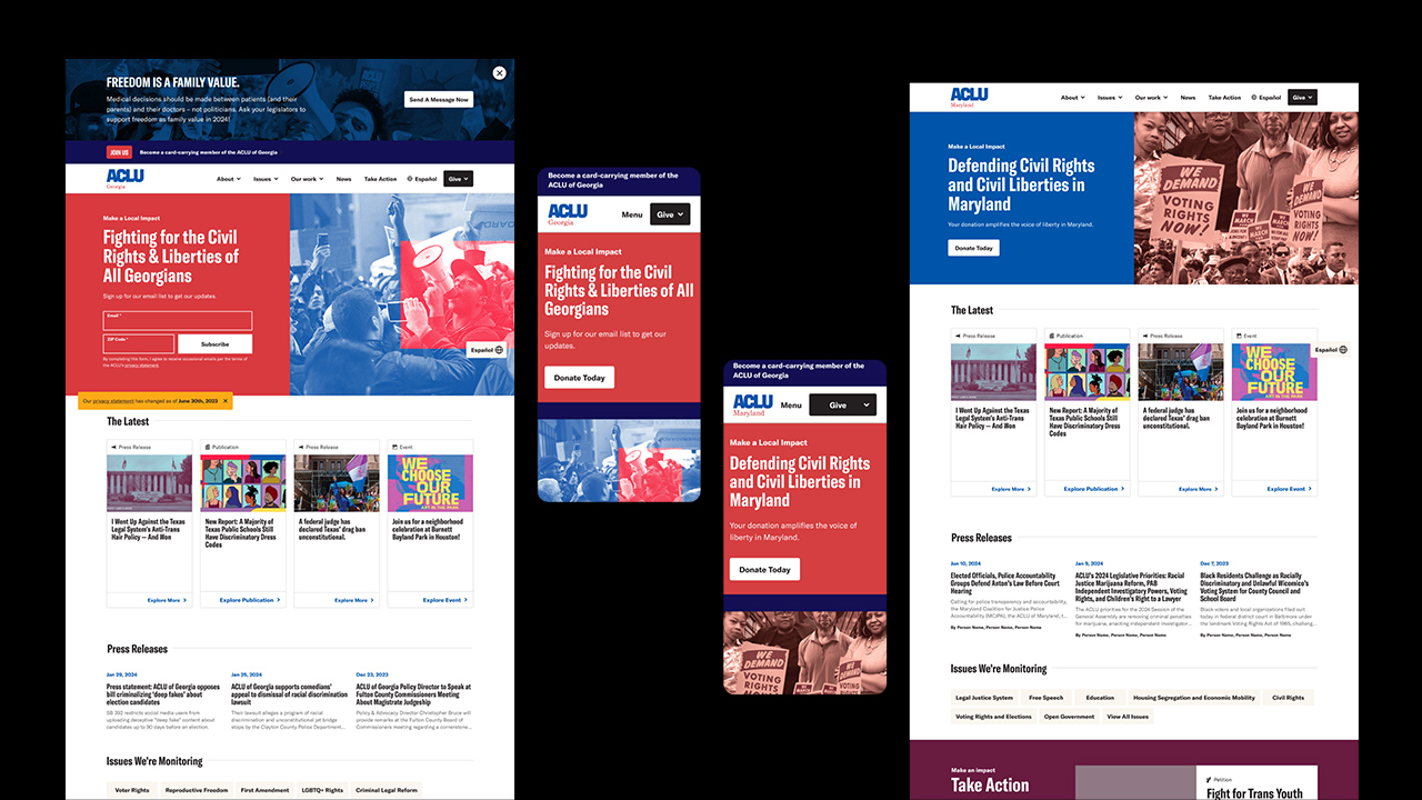 ACLU Affiliate Website System by ACLU Technology Team, ThinkShout