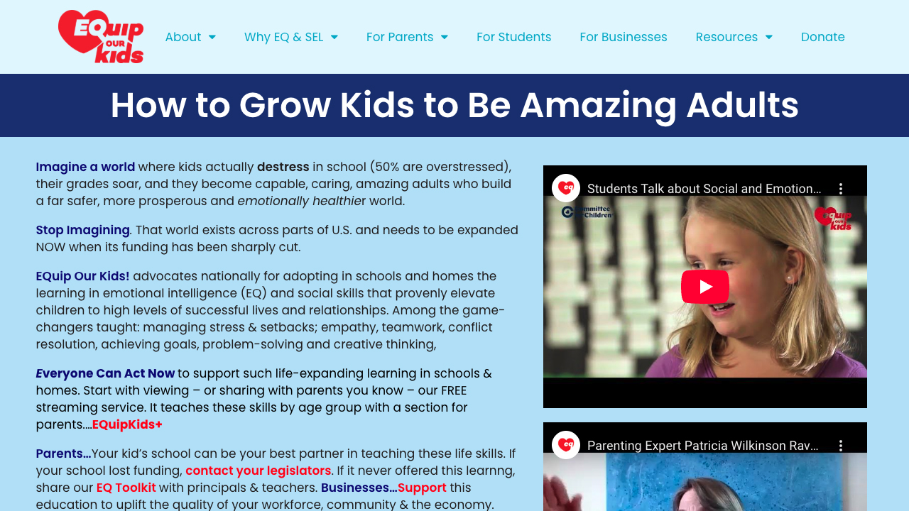 EQuip Our Kids!  Igniting a National SEL Movement Through Visionary Leadership by EQuip Our Kids Campaign! - Project of Earthways Foundation