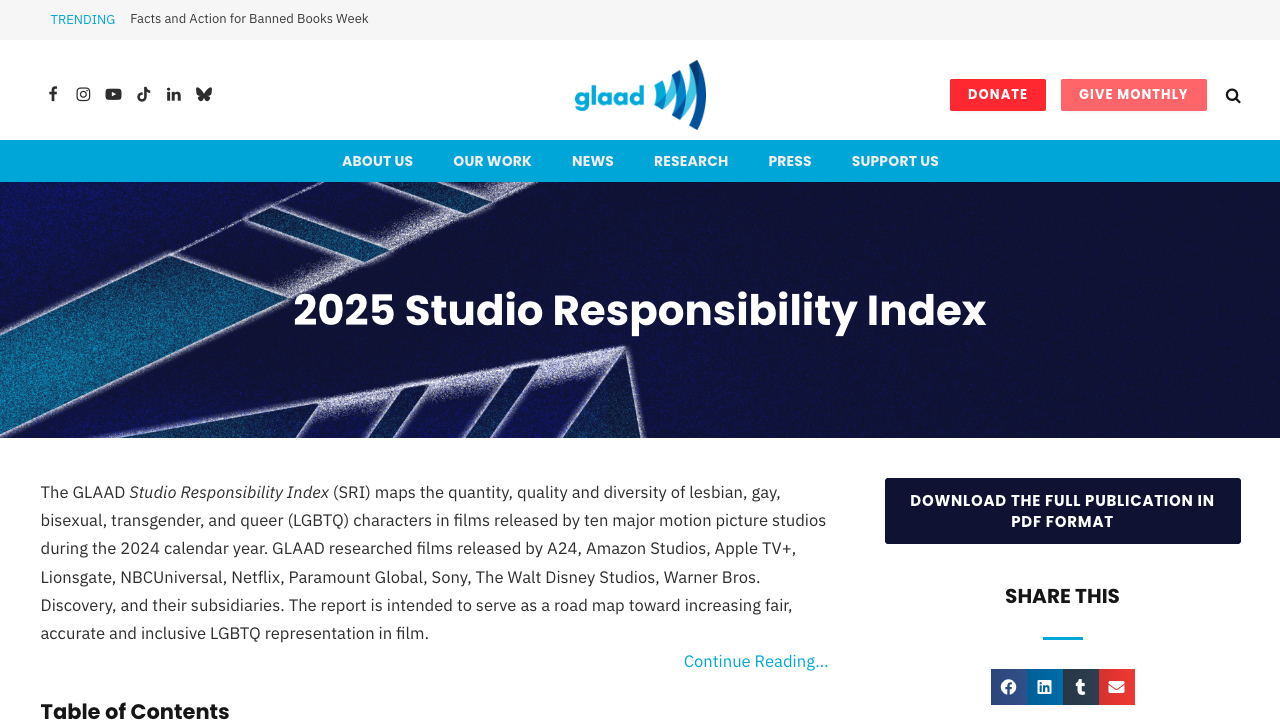 2025 Studio Responsibility Index by GLAAD
