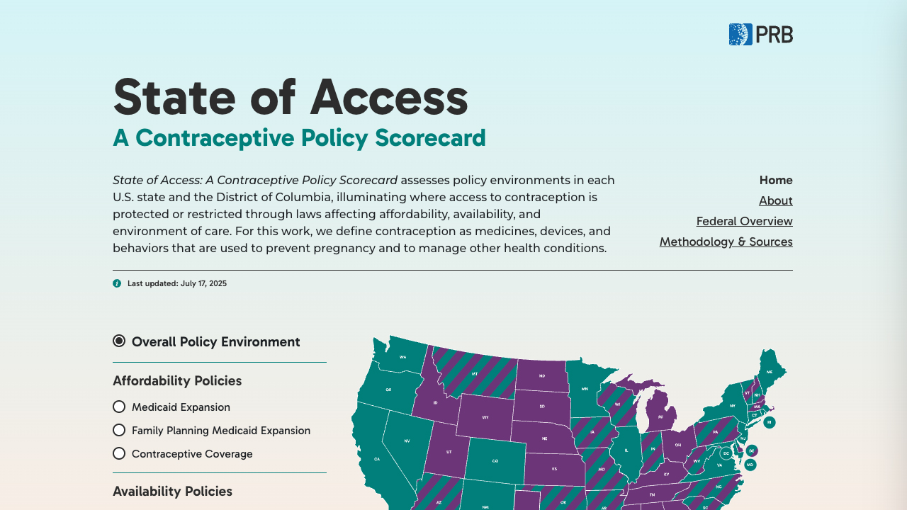 State of Access: A Contraceptive Policy Scorecard by Population Reference Bureau (PRB)