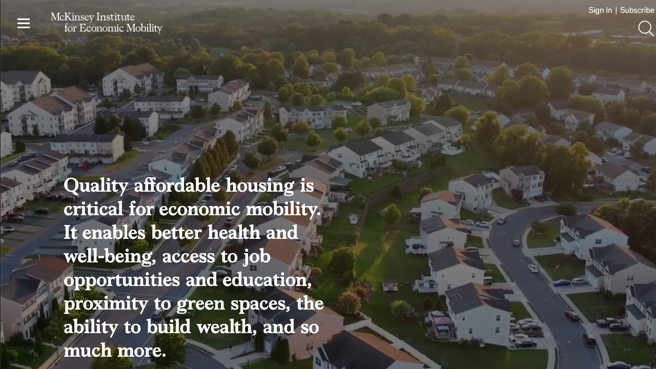 Mapping the US affordable housing crisis and unlocking opportunities for economic mobility by McKinsey Global Publishing