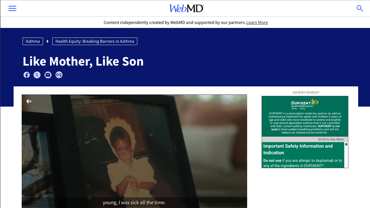 Asthma & Health Equity: Like Mother, Like Son by WebMD