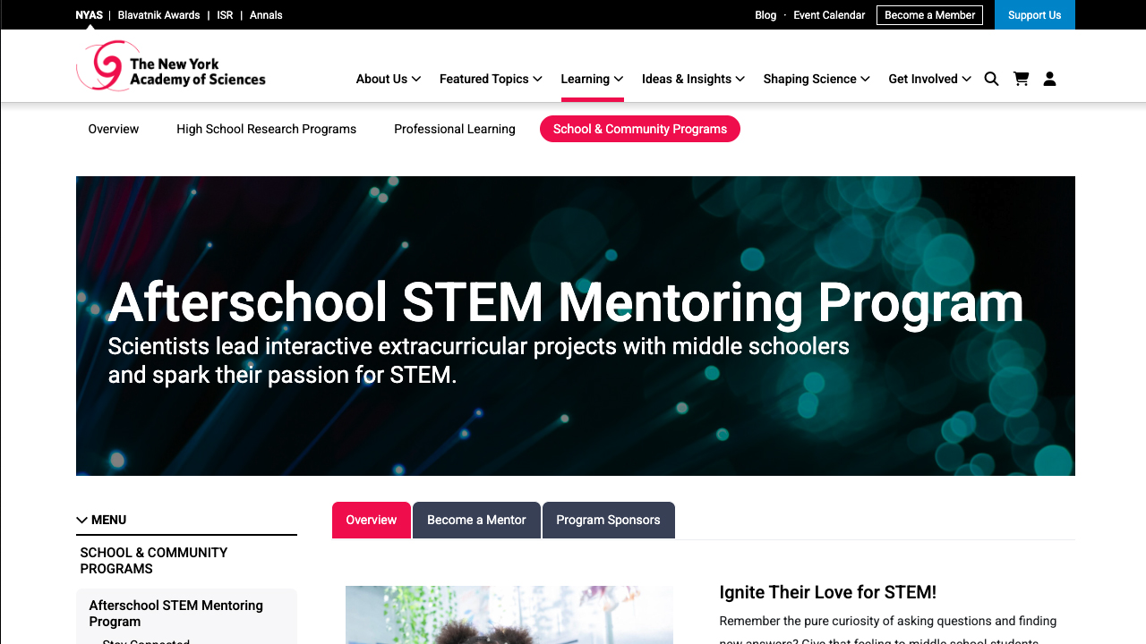 The Afterschool STEM Mentoring Program by The New York Academy of Sciences