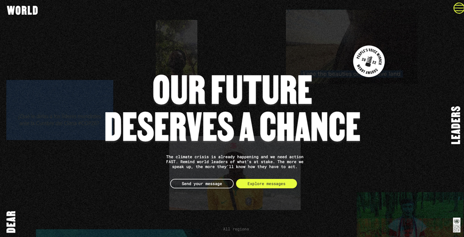 Screenshot of the entry for Dear World Leaders