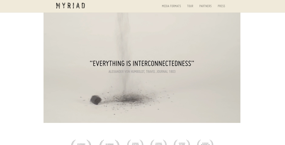 Screenshot of the entry for MYRIAD. Where we connect. - VR Experience