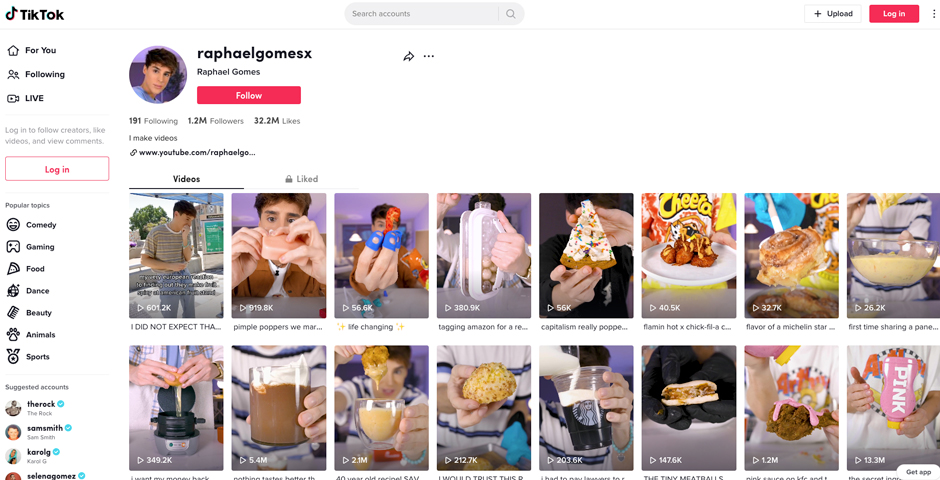 Screenshot of the entry for Raphael Gomes