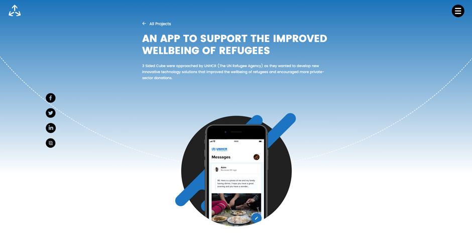 Screenshot of the entry for UNHCR Connecting Worlds with 3 Sided Cube